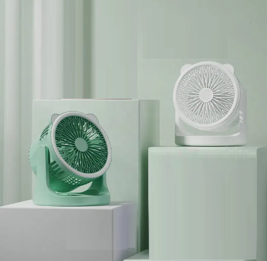 Hordozható mini újratölthető asztali ventilátor praktikus LED lámpával - 180°-ban forgatható, 3 sebességes (BBJH)