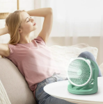 Hordozható mini újratölthető asztali ventilátor praktikus LED lámpával - 180°-ban forgatható, 3 sebességes (BBJH)