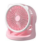 Hordozható mini újratölthető asztali ventilátor praktikus LED lámpával - 180°-ban forgatható, 3 sebességes (BBJH)