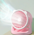 Hordozható mini újratölthető asztali ventilátor praktikus LED lámpával - 180°-ban forgatható, 3 sebességes (BBJH)