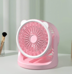 Hordozható mini újratölthető asztali ventilátor praktikus LED lámpával - 180°-ban forgatható, 3 sebességes (BBJH)