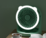 Hordozható mini újratölthető asztali ventilátor praktikus LED lámpával - 180°-ban forgatható, 3 sebességes (BBJH)