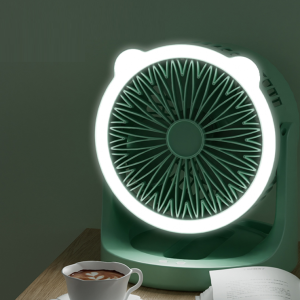 Hordozható mini újratölthető asztali ventilátor praktikus LED lámpával (BBJH)