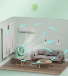 Hordozható mini újratölthető asztali ventilátor praktikus LED lámpával - 180°-ban forgatható, 3 sebességes (BBJH)