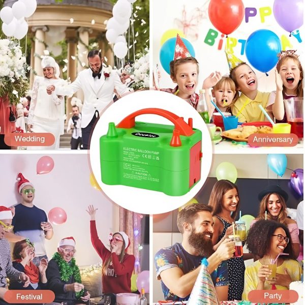Hordozható elektromos léggömbpumpa – kettős fúvókás 110V, 600W -os partidekorációhoz, esküvőhöz, születésnaphoz (BBKM)