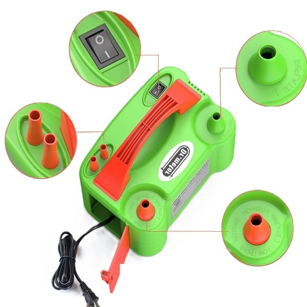 Hordozható elektromos léggömbpumpa – kettős fúvókás 110V, 600W -os partidekorációhoz, esküvőhöz, születésnaphoz (BBKM)