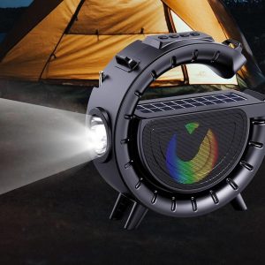 Innovatív hordozható napelemes vezeték nélküli Bluetooth hangszóró lámpával és praktikus vállra akasztható pánttal 1