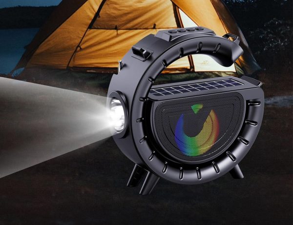 Innovatív hordozható napelemes vezeték nélküli Bluetooth hangszóró lámpával és praktikus vállra akasztható pánttal DV-800 (BBV)