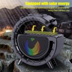 Innovatív hordozható napelemes vezeték nélküli Bluetooth hangszóró lámpával és praktikus vállra akasztható pánttal DV-800 (BBV)