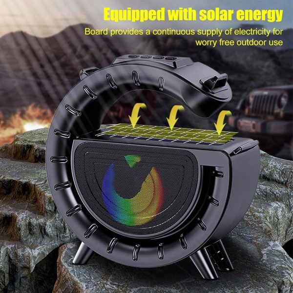 Innovatív hordozható napelemes vezeték nélküli Bluetooth hangszóró lámpával és praktikus vállra akasztható pánttal DV-800 (BBV)