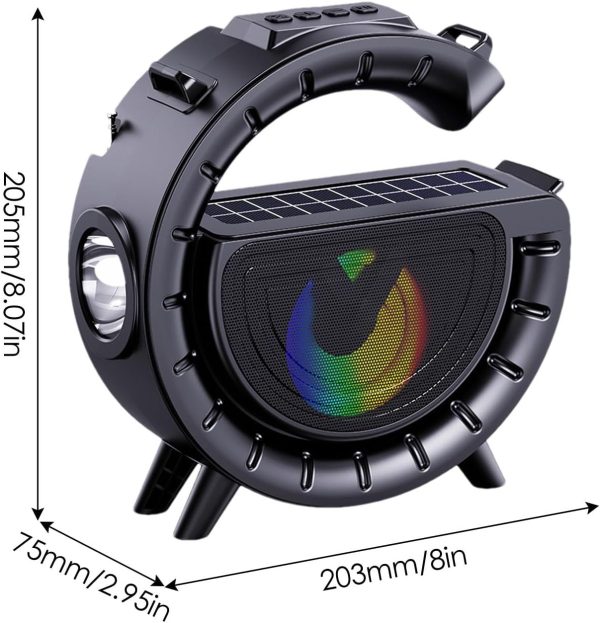 Innovatív hordozható napelemes vezeték nélküli Bluetooth hangszóró lámpával és praktikus vállra akasztható pánttal DV-800 (BBV)