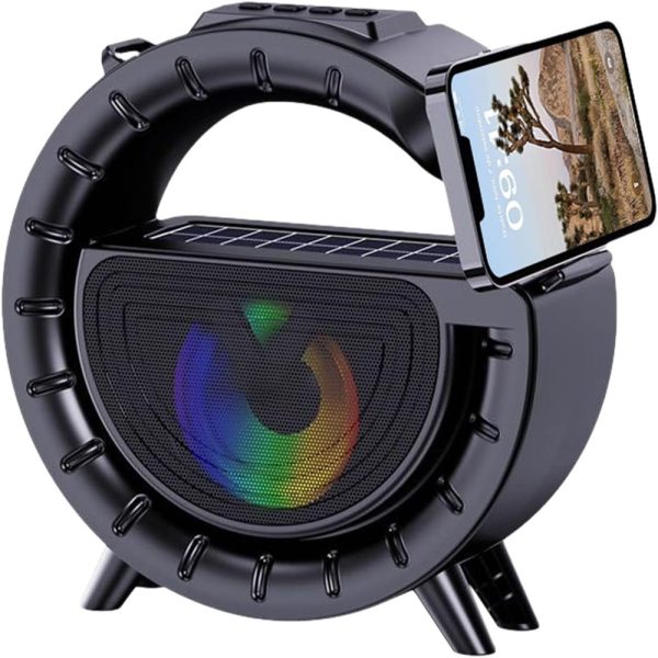 Innovatív hordozható napelemes vezeték nélküli Bluetooth hangszóró lámpával és praktikus vállra akasztható pánttal DV-800 (BBV)