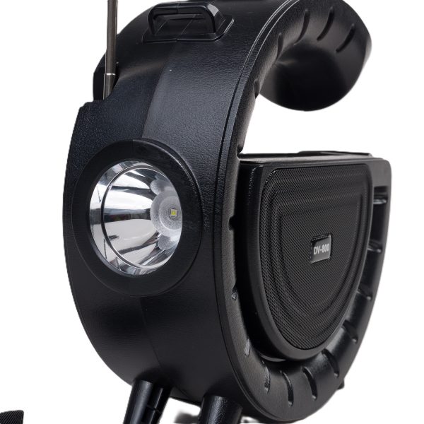 Innovatív hordozható napelemes vezeték nélküli Bluetooth hangszóró lámpával és praktikus vállra akasztható pánttal DV-800 (BBV)