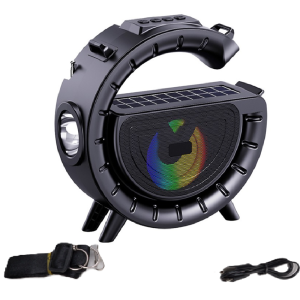 Innovatív hordozható napelemes vezeték nélküli Bluetooth hangszóró lámpával és praktikus vállra akasztható pánttal DV-800 (BBV)