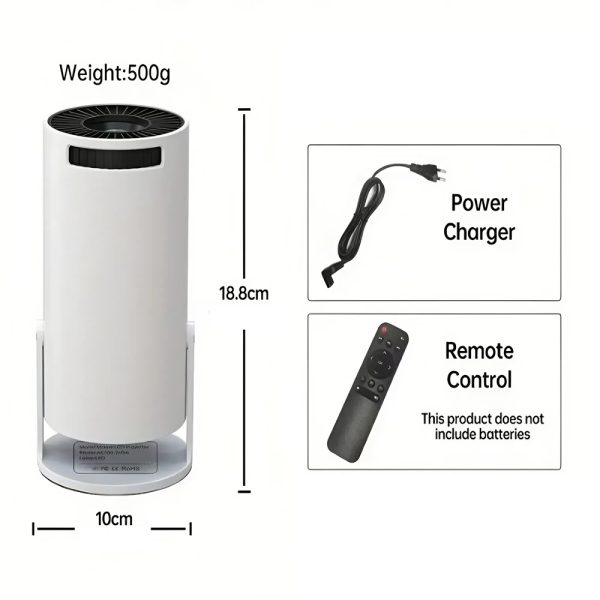 Intelligens 4K videoprojektor játékkonzollal, Android TV 11.0, WiFi 6, 280 ANSI, 130" képernyő, beépített hangszóró, HDMI, USB (FX) (BBV)