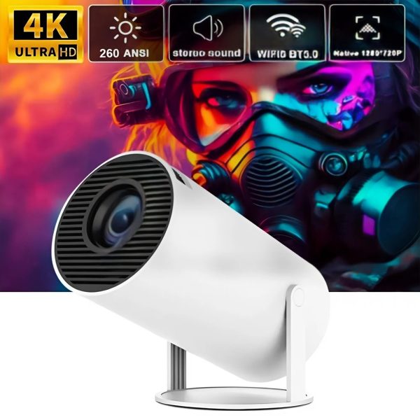 Intelligens 4K videoprojektor játékkonzollal, Android TV 11.0, WiFi 6, 280 ANSI, 130" képernyő, beépített hangszóró, HDMI, USB (FX) (BBV)