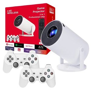 Intelligens 4K videoprojektor játékkonzollal, Android TV 11.0, WiFi 6, 280 ANSI, 130" képernyő, beépített hangszóró, HDMI, USB (FX) (BBV)