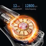 Intenzív kézi akkumulátoros izommasszírozó – 8 sebességfokozat és 5 darab masszázsfejjel a fájdalom enyhítésére (BBV)