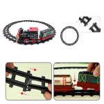 Karácsonyi retró gőzmozdonyos vonatkészlet gyerekeknek – fény- és hanghatásokkal, klasszikus pályaszettel, tökéletes ünnepi ajándék (BBJ)