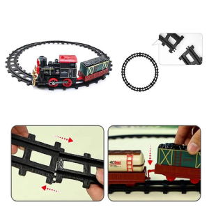 Karácsonyi retró gőzmozdonyos vonatkészlet gyerekeknek – fény- és hanghatásokkal, klasszikus pályaszettel, tökéletes ünnepi ajándék (BBJ)