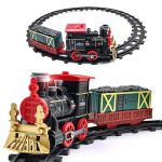 Karácsonyi retró gőzmozdonyos vonatkészlet gyerekeknek – fény- és hanghatásokkal, klasszikus pályaszettel, tökéletes ünnepi ajándék (BBJ)