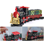 Karácsonyi retró gőzmozdonyos vonatkészlet gyerekeknek – fény- és hanghatásokkal, klasszikus pályaszettel, tökéletes ünnepi ajándék (BBJ)