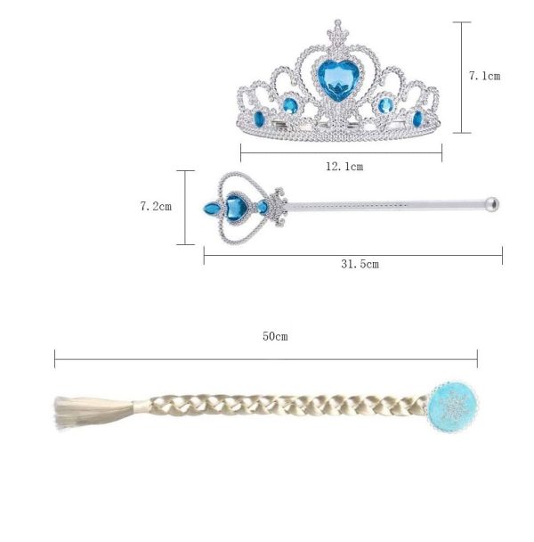 Kiegészítő készlet Elza jelmezhez - tiarával, kesztyűvel, jogarral és hajfonattal (BBJ)