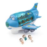 Kinyitható játék repülő kivehető utasokkal, stewardess-sel, - fény és hangeffektekkel, 360°-os fordulatokat vesz, kék (BBJ)