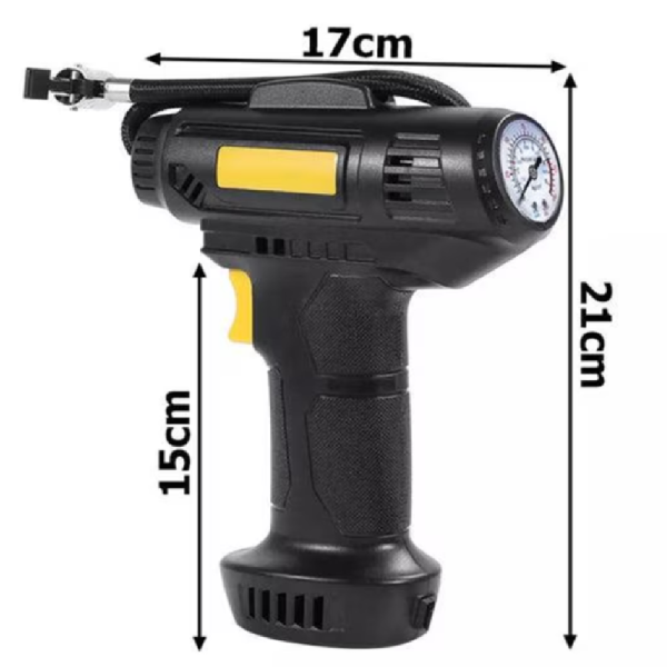 Kompakt analóg akkumulátoros autókompresszor – szivargyújtó tápellátás 10 bar nyomás, 12V motor 18 liter/perc levegőkapacitás (BBJH)