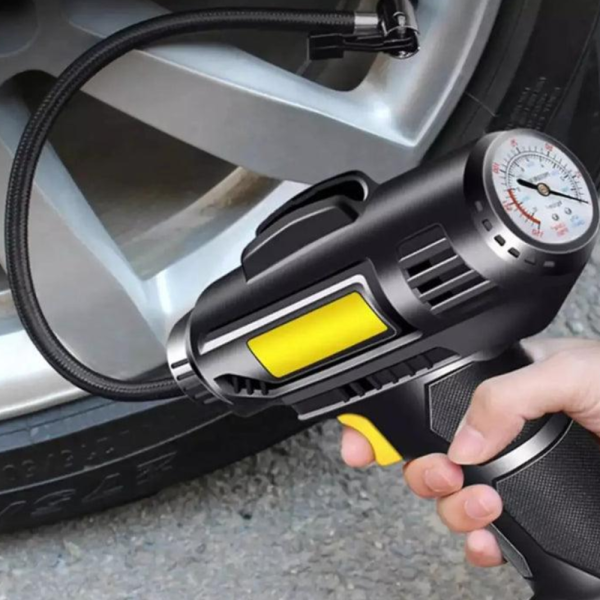 Kompakt analóg akkumulátoros autókompresszor – szivargyújtó tápellátás 10 bar nyomás, 12V motor 18 liter/perc levegőkapacitás (BBJH)