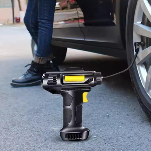 Kompakt analóg akkumulátoros autókompresszor – szivargyújtó tápellátás 10 bar nyomás, 12V motor 18 liter/perc levegőkapacitás (BBJH)