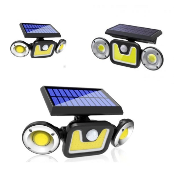 JY-1729 kültéri napelemes falilámpa 54 COB LED-del - vízálló, mozgásérzékelős szolár lámpa (BBV)