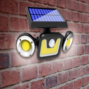 Kültéri napelemes falilámpa – 32+22 COB LED, vízálló mozgásérzékelővel (JY-1729) (BBV) (2)