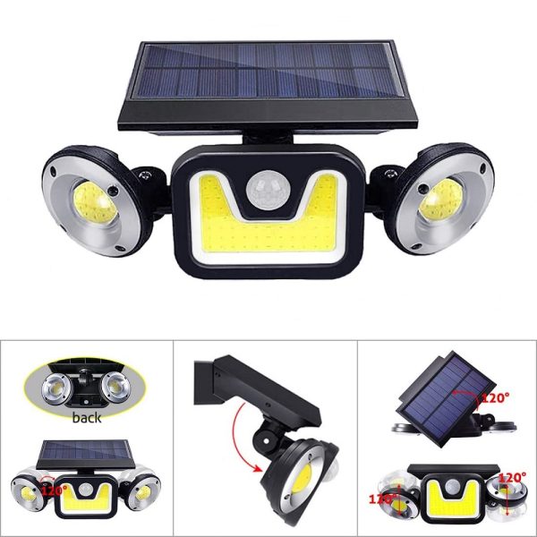 JY-1729 kültéri napelemes falilámpa 54 COB LED-del - vízálló, mozgásérzékelős szolár lámpa (BBV)