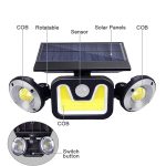 JY-1729 kültéri napelemes falilámpa 54 COB LED-del - vízálló, mozgásérzékelős szolár lámpa (BBV)