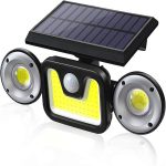 JY-1729 kültéri napelemes falilámpa 54 COB LED-del - vízálló, mozgásérzékelős szolár lámpa (BBV)
