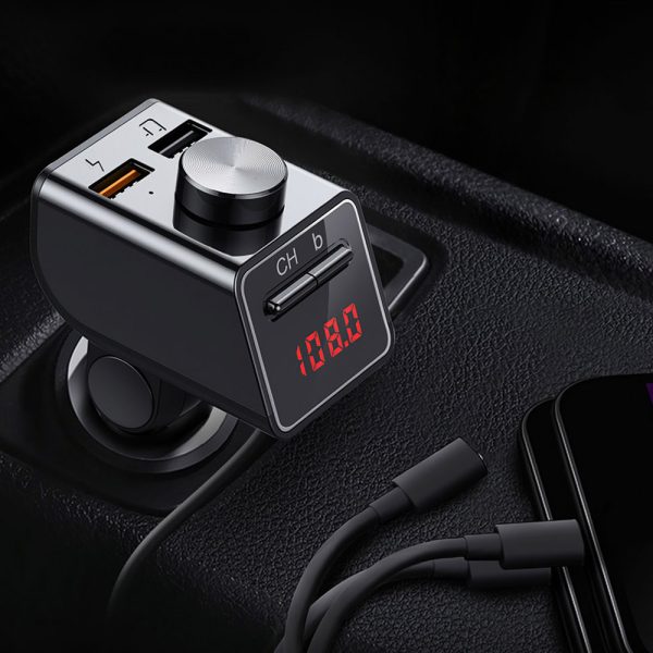 LCD kijelzős autós Bluetooth FM transzmitter - zenelejátszó, kihangosító és töltő Q18S (BBV)