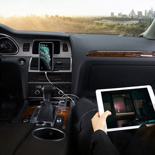 LCD kijelzős autós Bluetooth FM transzmitter - zenelejátszó, kihangosító és töltő Q18S (BBV)