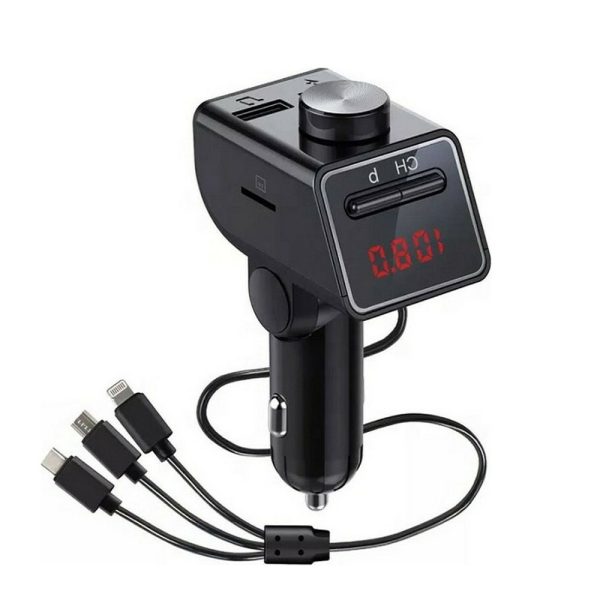 LCD kijelzős autós Bluetooth FM transzmitter - zenelejátszó, kihangosító és töltő Q18S (BBV)