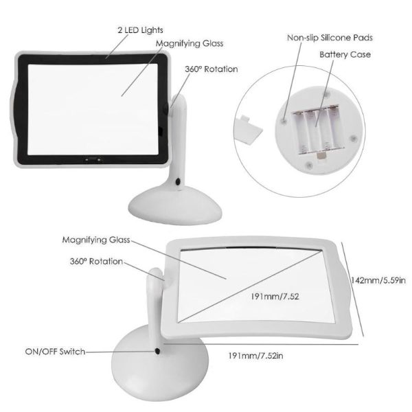LED-es nagyító állvánnyal – 3x-os nagyítással (BBL) (BBV)