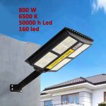 LED-es, napelemes, távirányítós utcai világítás,  fény-, és mozgásérzékelős udvari lámpa, 800W (BBV)