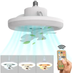 LED mennyezeti ventilátor – 26 cm, E27 foglalat, távirányítóval, 3 sebesség fokozattal, 360° -os forgás 48W (BBJH)