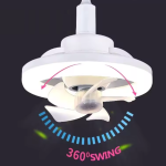 LED mennyezeti ventilátor – 26 cm, E27 foglalat, távirányítóval, 3 sebesség fokozattal, 360° -os forgás 48W (BBJH)