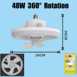 LED mennyezeti ventilátor – 26 cm, E27 foglalat, távirányítóval, 3 sebesség fokozattal, 360° -os forgás 48W (BBJH)