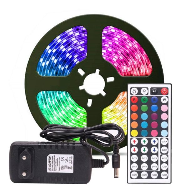 Színváltós 5050 RGB LED szalag szett – 5 méter, 44 gombos távirányítóval (BBV)