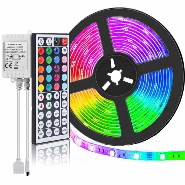 Színváltós 5050 RGB LED szalag szett – 5 méter, 44 gombos távirányítóval (BBV)