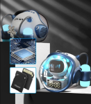 M60 Intelligens Space Astronauta vezeték nélküli akkumulátoros hangszó ébresztőóra RGB lámpával (BBD) (FX)