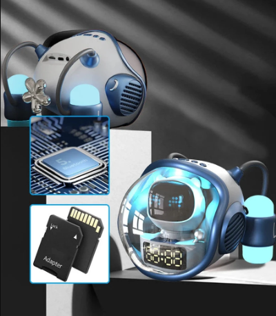 M60 Intelligens Space Astronauta vezeték nélküli akkumulátoros hangszó ébresztőóra RGB lámpával (BBD) (FX)