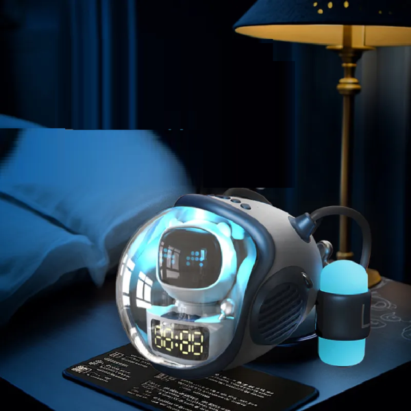 M60 Intelligens Space Astronauta vezeték nélküli akkumulátoros hangszó ébresztőóra RGB lámpával (BBD) (FX)