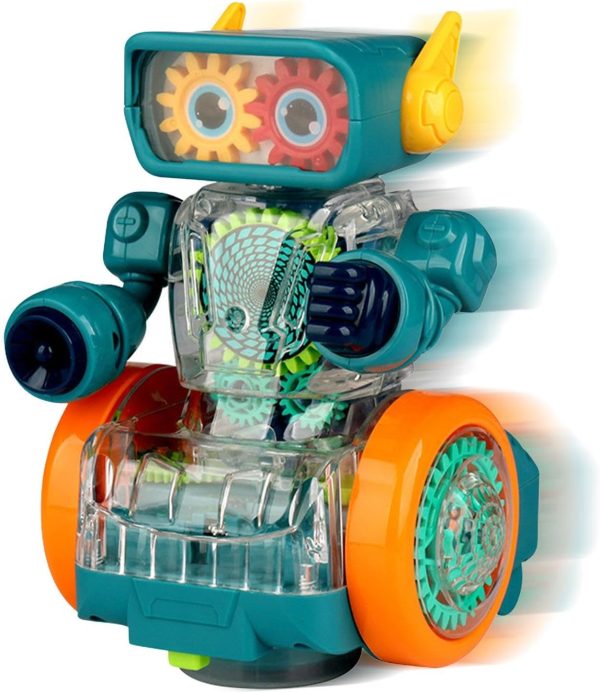 Mechanikus interaktív fogaskerék robot színes világító zenés lámpás játék kicsiknek (BBJ)